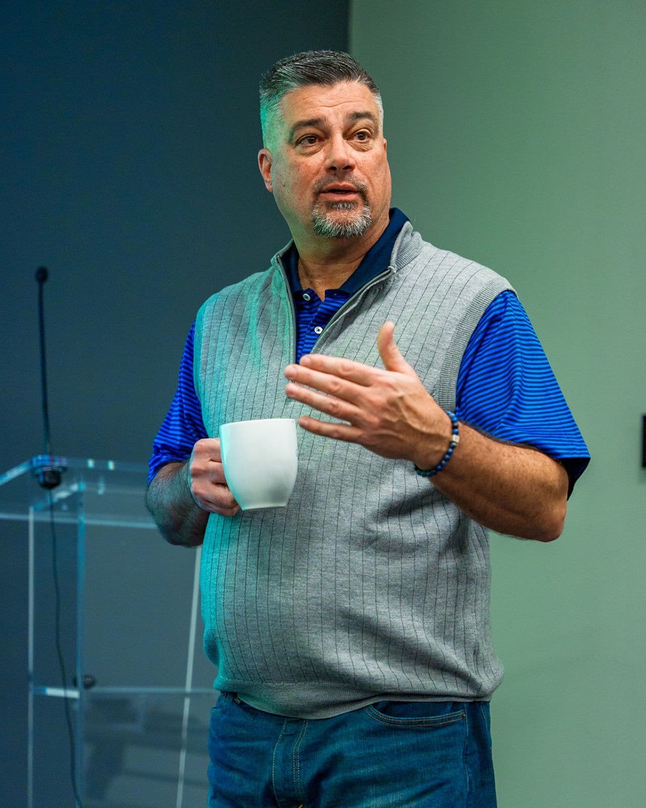 A Conduit leader presenting to the team